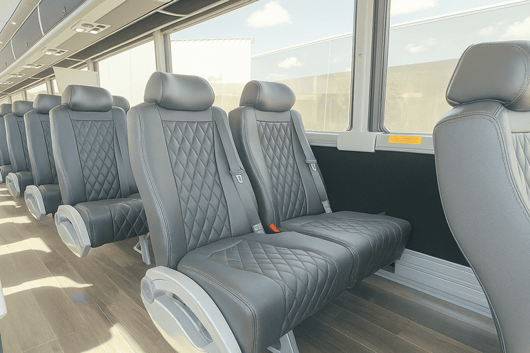 interior of San Diego Shuttle Bus Rentals charter bus